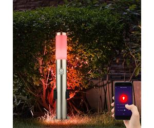 Luminaire de base LED avec douille, éclairage de chemin extérieur avec détecteur de mouvement, lampadaire de jardin, borne d'éclairage LED, acier inoxydable, 1x 10w 806 2700-6400K, DxH 7,6x 60 cm