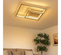 Plafonnier LED Lampe de plafond à 3 flammes pour salon moderne, moderne argenté, 1x LED 12W 1100Lm 3000K, LxlxH 30x30x5,5 cm, WOFI 9487.02.63.9300
