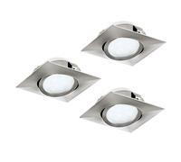 Luminaire encastrable PINEDA LED 3X4,9W en matière synthétique nickel mat 84x84mm