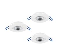 Eglo Lot de 3 spots LED encastrables Zujar, luminairesintérieurs encastrés en plastique blanc, éclairage de plafond blanc chaud, plafonniers Ø 8,5 cm
