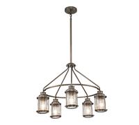 Luminaire extérieur lustre lampe suspendue laiton verre aluminium transparent bronze 5 lampes IP44