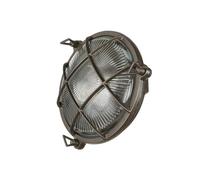 Luminaire mural extérieur en laiton et verre antique IP64 pour balcon et jardin Ø21 cm E27 rond avec grille maritime rustique SERIFOS