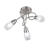 Luminaire Plafonnier LED Rondell à 3 spots - Argent mat - Verre décoratif satiné - Diamètre : 47 cm