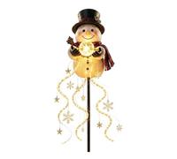 Luminaire Solaire de Noël à Enfoncer Bonhomme de Neige Cascade LED Jardin | Lampe Décorative de Noël à Effet Fontaine Magique, Ornement Lumineux pour Allées, Jardin, Gazon et Ambiance de Fête