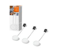 LEDVANCE Unterschranklucht Puck 65 mm 830wt, 3x3w, 3x330lm, conception ronde et lumière blanche chaude (3000K), ensemble en trois lumières de rang inférieur avec module LED intégré IP20