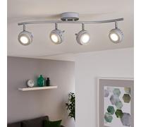 Plafonnier LED 4 flammes luminaire de salon plafonnier barre spot, spot orientable, métal gris antique, 4x5W 4x 345lm blanc chaud, LxH 68 x 16 cm