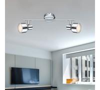 Plafonnier Plafonnier Spot Spot Spot Lampe de salon Eclairage de couloir, 2 spots flamme mobiles, Chrome clair, 2x LED 4W 250Lm blanc chaud, LxPxH 38x8x16cm