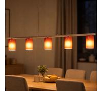 Suspension verre rouge chrome hall salon éclairage G9 5 flammes Eglo 88547 DRESS