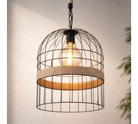 Luminaire Suspendu Lampe à Suspension Industriel Chanvre Noir Mat 35x140cm