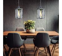Lampe suspendue lampe de salon lanterne lampe de table à manger, métal verre chrome clair, douille E27, DxH 15x110cm