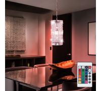 Lampe à suspension LED dimmable avec télécommande lampe à suspension lampe à suspension en cristal lampe à suspension salon, changement de couleur RVB, acier acrylique, 8,5W 806lm blanc chaud, DxH 19x