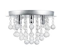 Luminaire Suspendu Plafonnier Métal et Cristal Artistique Chrome Argent 3 x G9 ø 28 cm