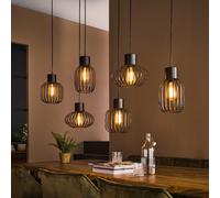 Luminaire suspension cage en métal 6 lampes STONE