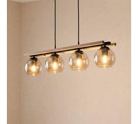 Luminaire suspension en verre Enrique Lindby, dimmable, bois foncé, Salon / Salle à manger, Verre, Moderne, Suspension en verre