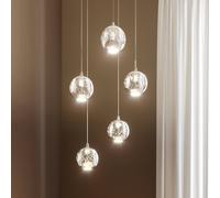 Lucande LED Suspension en verre Hayley (Moderne) Transparent Verre e. a. pour Salon & Salle à manger (à 5 lampes,), Luminaire Lampe plafond Plafonnier Suspendue