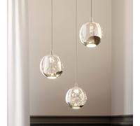 Luminaire suspension en verre Hayley Lucande, transparent, Salon / Salle à manger, Verre, Moderne, Suspension en verre