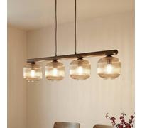 Luminaire suspension en verre Salvia TK Lighting, dimmable, bois foncé, Salon / Salle à manger, Bois, Suspension en verre