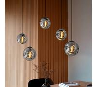 Luminaire suspension en verre Valentina Lindby, dimmable, gris, Salon / Salle à manger, Verre, Design, Suspension en verre