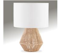 Luminaire - TECTAKE - Lampe de chevet LIGNEA LUX au style bohème avec grand abat-jour en tissu, 60W, Ø 32 x 45 cm - Marron/Blanc