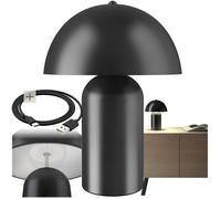 Luminaire - TECTAKE - Lampe rétro KADE en acier au design champignon années 70, lumière indirecte, 5 W, Ø 25 x 34 cm - Noir