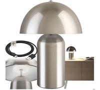 Luminaire - TECTAKE - Lampe rétro KADE en acier au design champignon années 70, lumière indirecte, 5 W, Ø 25 x 34 cm - Nickel mat