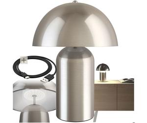 Luminaire - TECTAKE - Lampe rétro KADE en acier au design champignon années 70 lumière indirecte 5 W Ø 25 x 34 cm - Nickel mat
