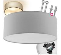 tectake® Lampe Luminaire Plafonnier Abat jour plafond en lin Luminaires intérieur Plafonnier chambre, salon, séjour, dressing, WC, couloir, salle de bain, chambre enfant, chambre bébé - Gris
