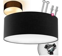 tectake® Lampe Luminaire Plafonnier Abat jour plafond en lin Luminaires intérieur Plafonnier chambre, salon, séjour, dressing, WC, couloir, salle de bain, chambre enfant, chambre bébé - Noir