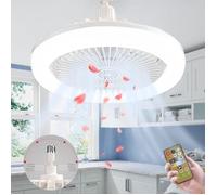 Luminaire Ventilateur Plafonnier de Plafond - E27 à LED Lustre Silencieux avec Télécommande Ventilo - Mini Lampe Fan pour Cuisin