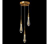 Luminaires de cuisine Plafond LED à intensité variable, moderne, doré, mini lampe suspendue en cristal en forme de larme, pour îlot de cuisine, chambre à coucher, couloir, entrée (3 lumières)