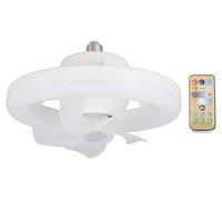 Luminaires de plafond avec ventilateur, rotatif à 360 degrés, avec variateur d'intensité, douille E27, lampe LED réglable, 5 pales, 48 W, avec télécommande, idéal pour garage, tension 85–265 V