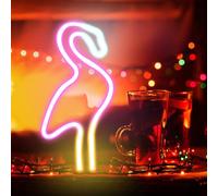 Luminaires néons Flamingo LED - Signes néons - Lampes néons - USB ou alimentées par piles - Signe lumineux néon - Lampe néon pour décor mural - Veilleuse néon LED - Luminaires néons pour fête à