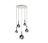 Luminaires Suspendus LED Modernes pour la décoration intérieure, lustres d'escalier et de Salon (5 têtes circulaires, lumière Naturelle)
