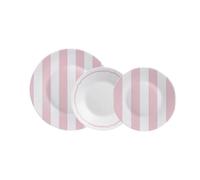 Luminarc Grace Service de table en verre opale rose, 18 pièces, 6 personnes | Opale décorée, assiettes plates de 25 cm, assiettes creuses de 20 cm et assiettes à dessert de 19 cm, passe au lave-vaisselle
