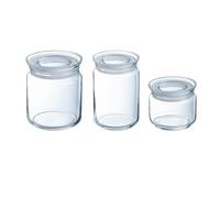 Luminarc Pav Boîte de 3 bocaux hermétiques en verre 0,5 l - 0,75 l - 1 l Sodo Passe au réfrigérateur Non compatible micro-ondes Écologique