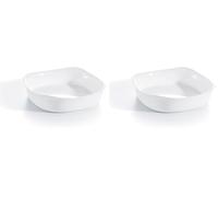Luminarc - Plat carré Blanc Smart Cuisine Carine 250°C - Plat à Four en Verre Innovant - Léger et Extra-Résistant - Nettoyage Facile - Fabrication en France - Dimensions 20x20 cm (Lot de 2)