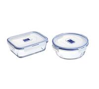 Luminarc Pure Box Active - Boîte de Conservation hermétique en Verre, rectangulaire, 1,22 L & Pure Box Active - Boîte de Conservation hermétique en Verre, Rond, 0,92 L