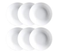 Luminarc Set de 6 assiettes creuses sans aile en verre opale extra résistant, Blanc, 20 cm