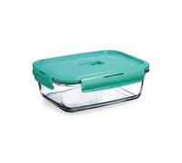 Luminarc Turquoise Récipient rectangulaire hermétique en verre 20,5 x 15,2 x 7,3 cm-122 cl Sodo Passe au micro-ondes