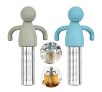 LuminaryLair 2 Pièces Passoire à The en Silicone en Forme de Personne | Infuseur Créatif Humanoïde, Boule à Thé avec Poignée en Silicone, Passoires à thé en Acier Inoxydable Gris