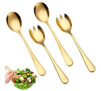 LuminaryLair 4 Pièces Couverts À Salade en Acier Inoxydable | Couvert A Salade en Or,Fourchettes À Salade et Cuillère À Salade en Inox,Set de Couverts À Salade,pour Cuisine Fête Buffet
