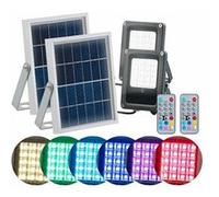 Luminea 2 projecteurs solaires à LED RVBB 10 W avec télécommande