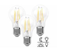 Luminea 3 ampoules à filament LED E27 - capteur d'obscurité 8 W - 806 lm - blanc chaud