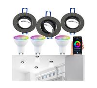 Luminea 3 cadres encastrables coloris noir avec 3 ampoules LED connectées LAV-300.zigbee