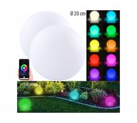 Luminea Home Control 2 boules lumineuses connectées sans fil pour extérieur RVBB / 576 lm / Ø 20 cm