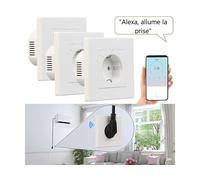 Luminea Home Control 3 prises encastrées connectées compatibles commandes vocales avec wattmètre