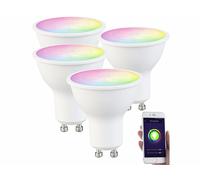 Luminea Home Control 4 spots LED connectés GU10 RVB/CCT compatibles commandes vocales LAV-215.RVBw