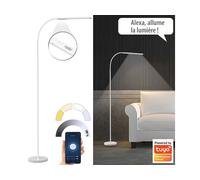 Luminea Home Control Lampe sur pied LED CCT connectée avec luminosité variable - coloris blanc