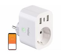 Luminea Home Control Prise connectée avec wattmètre et 3 ports USB avec charge rapide