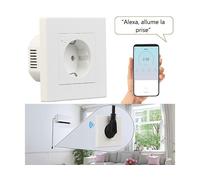 Luminea Home Control Prise encastrée connectée compatible commandes vocales avec wattmètre